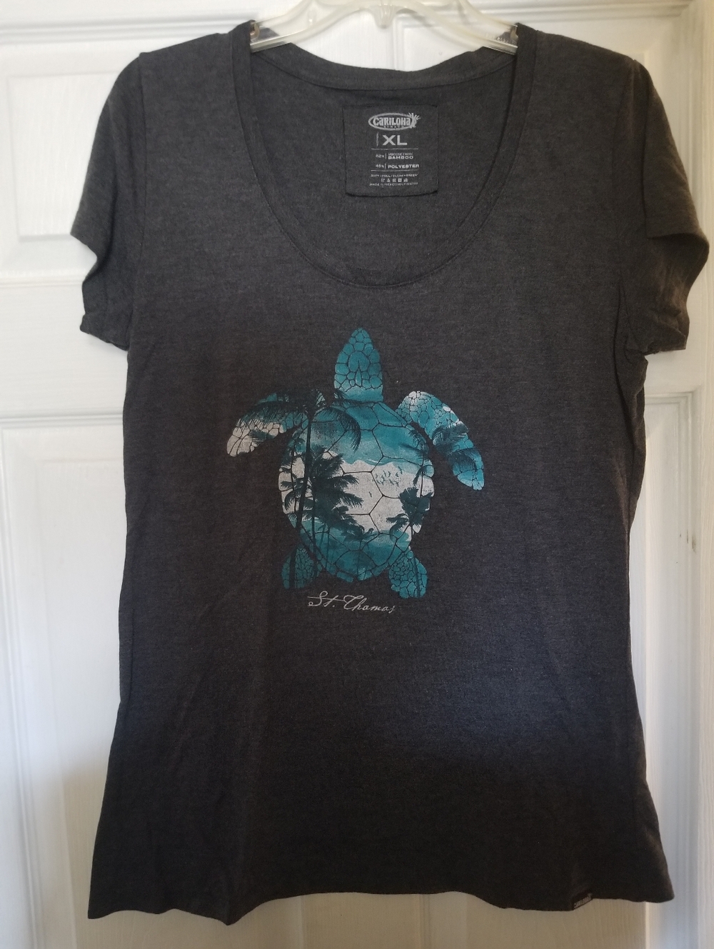 Cariloha Bamboo Grey Scoop Neck Short Sleeve T Shirt Size XL - St. Thomas